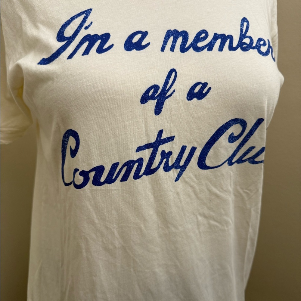 Midnight Rider Cream Short Sleeve Tee with Blue Script - Picture 5 of 7